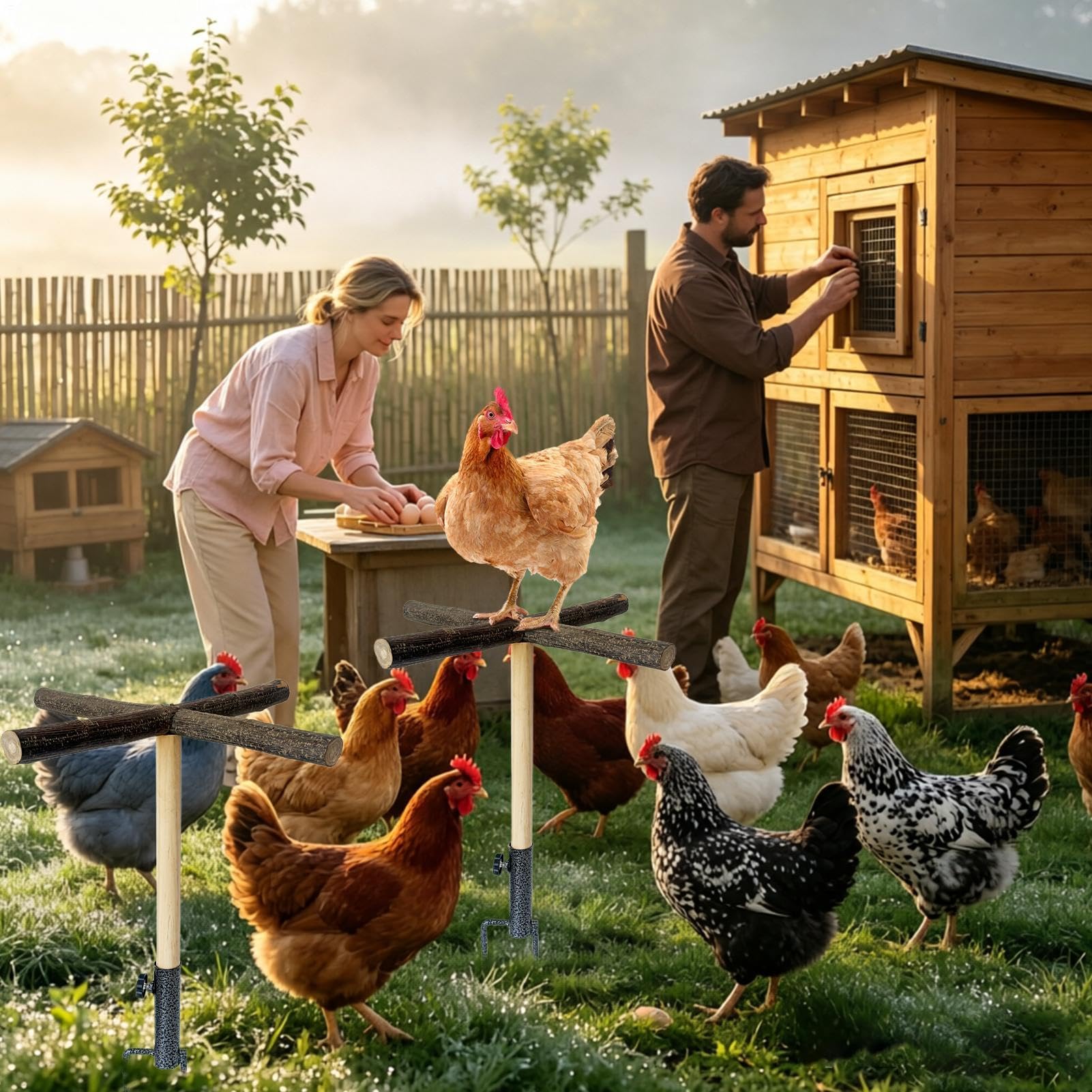 Perchoir en bois pour poules