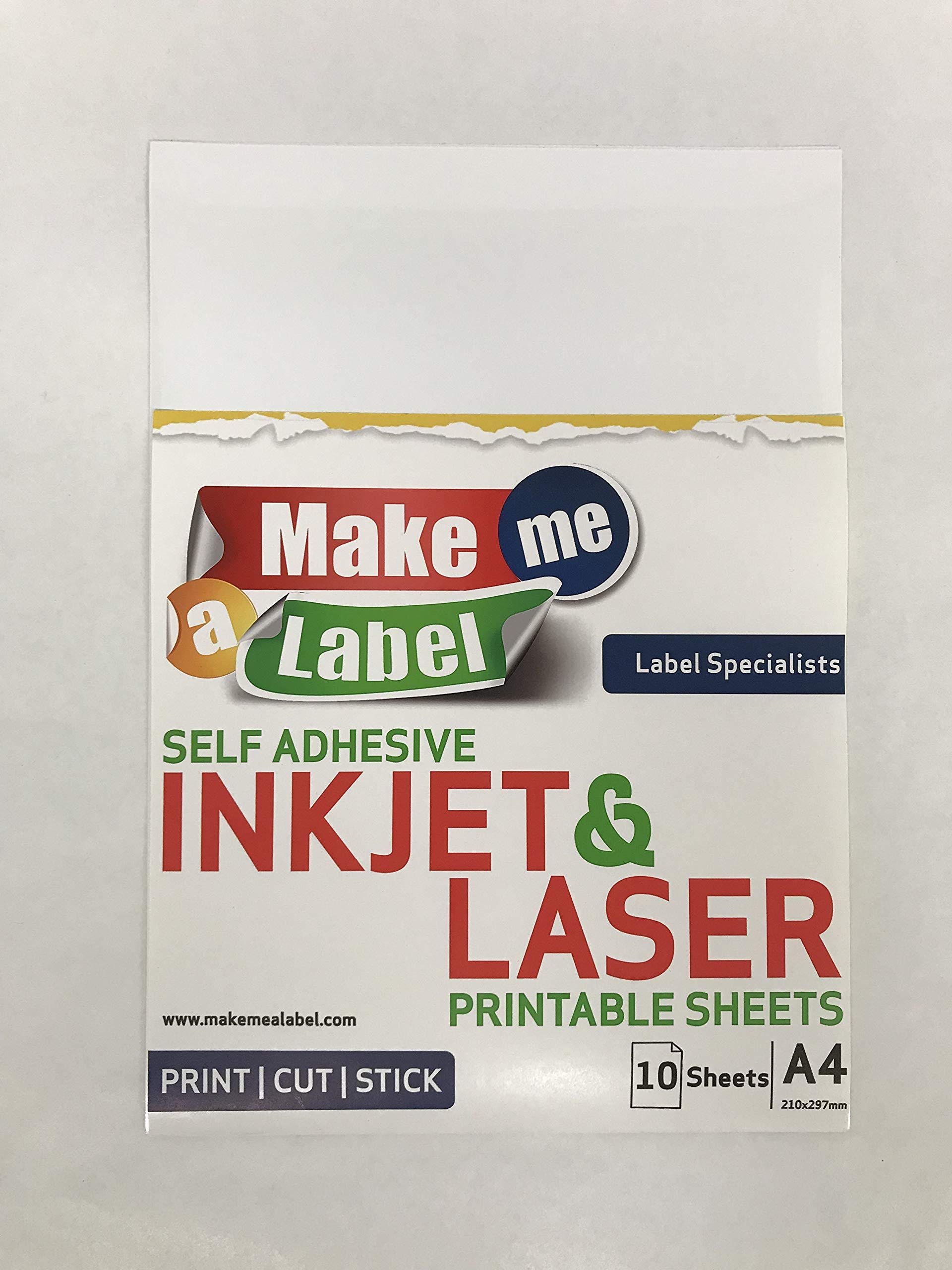 Premium A4 HIGH Gloss White PP Vinyl Self Adhesive Inkjet & Laser Printable Sticker Label Sheets - 10 Sheets