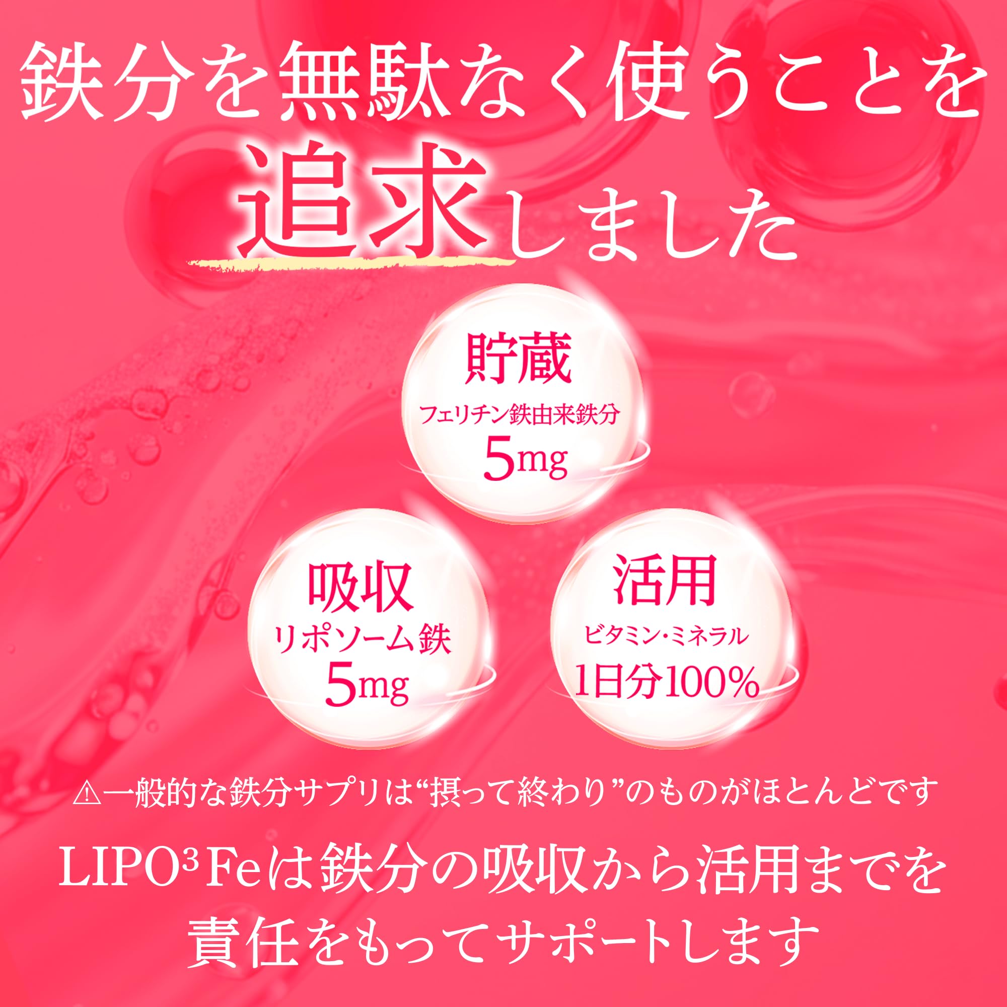Amazon | 【木村沙織さん愛用】次世代鉄2種×ビタミン/ミネラル LIPO³ 