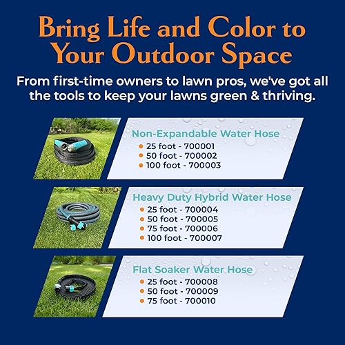 Miniatura 8 de Manguera de jardín plana (25 pies x 58 pulgadas), ligera, chaqueta de fibra duradera, flexible y sin torceduras, manguera de agua no expandible,