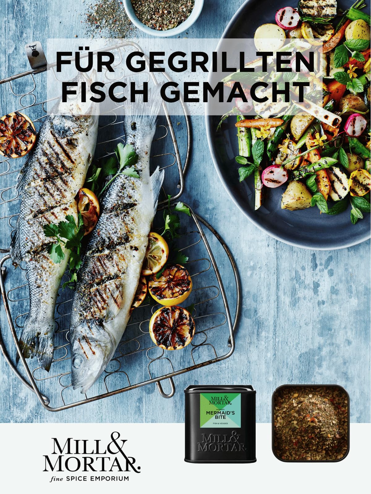 Mill & Mortar BIO Grillgewürz-Geschenkset, 6 Gewürze für BBQ | Smokey Sally, Flaming Dust, Mermaid's Bite, Seven Pepper Crush, Paprika, Rotweinsalz, 4 von 6 Bio, Geschenke für Männer