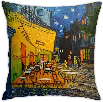 VARUN Throw Pillow Covers Van Gogh Cafe Terrace at Night Painting Square Pillowcase for Home Decor Sofa Car Bedroom Pillow case 18x18inch