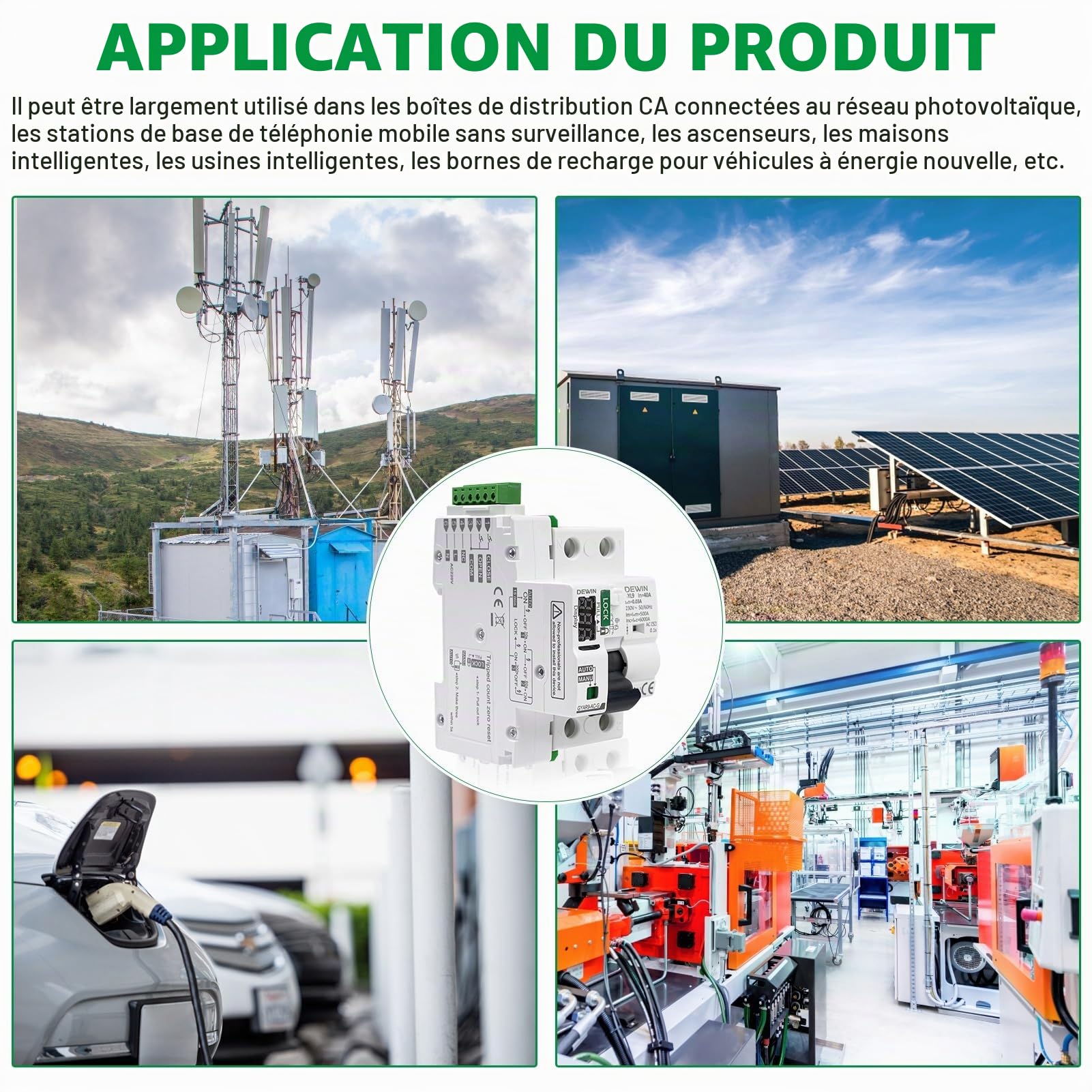 DEWIN Disjoncteur Réarmement Automatique, Disjoncteur à Rearmement Automatique 2P 40A 30mA 230V RCCB Différentiel Réarmement Automatique Type AC avec affichage LED et témoin lumineux