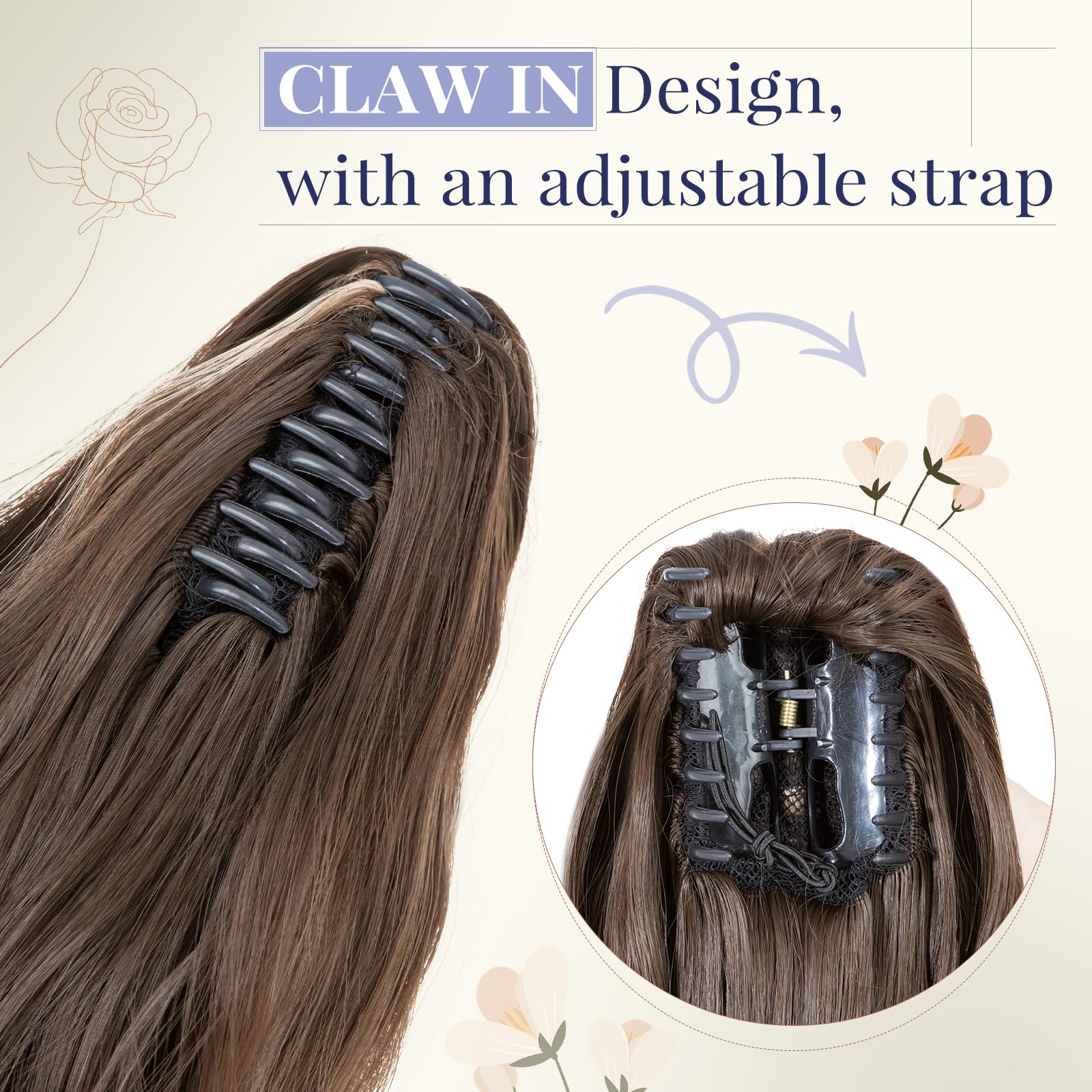 TESS 24'' Curly Ponytail Extensions, 210g Claw in Long Ponytail Extension - Image 4