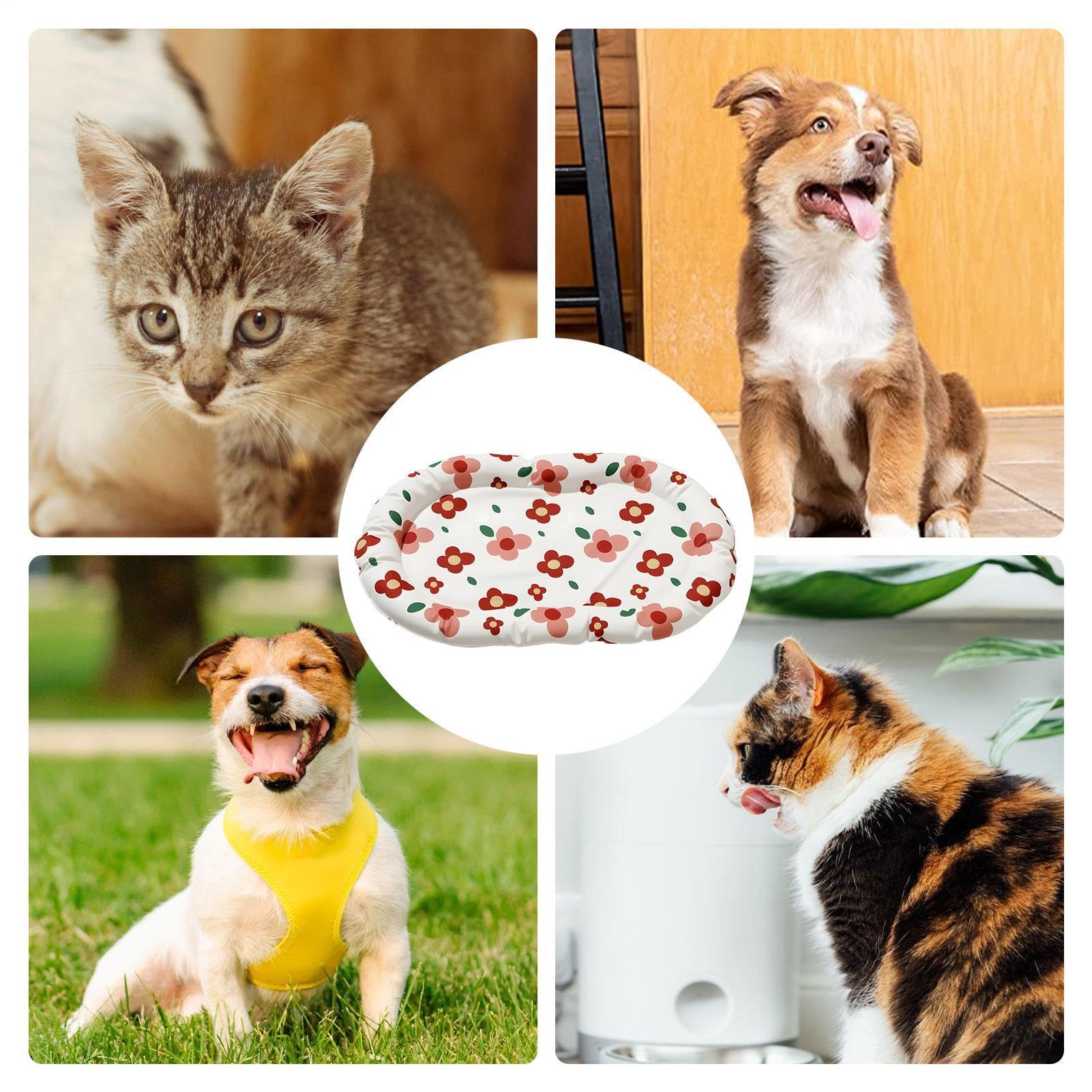 Tappetino Rinfrescante per Cani Cuscino Portatile con Motivo Floreale | Tappetino Pet Esterno Per Cani Anziani Cuccioli Gatti Trasportino Auto Cane Giardino Camera da