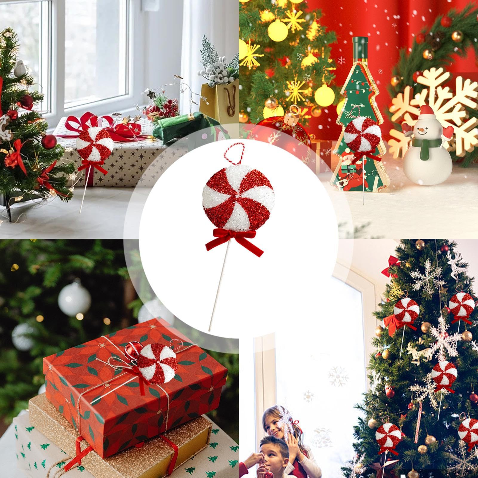 Suikerstok-ornamenten voor de kerstboom, rode en witte fluwelen suikerstok-ornamenten, feestelijke kerststok-decoraties voor thuis, vakantie, feestaccessoires Olcana