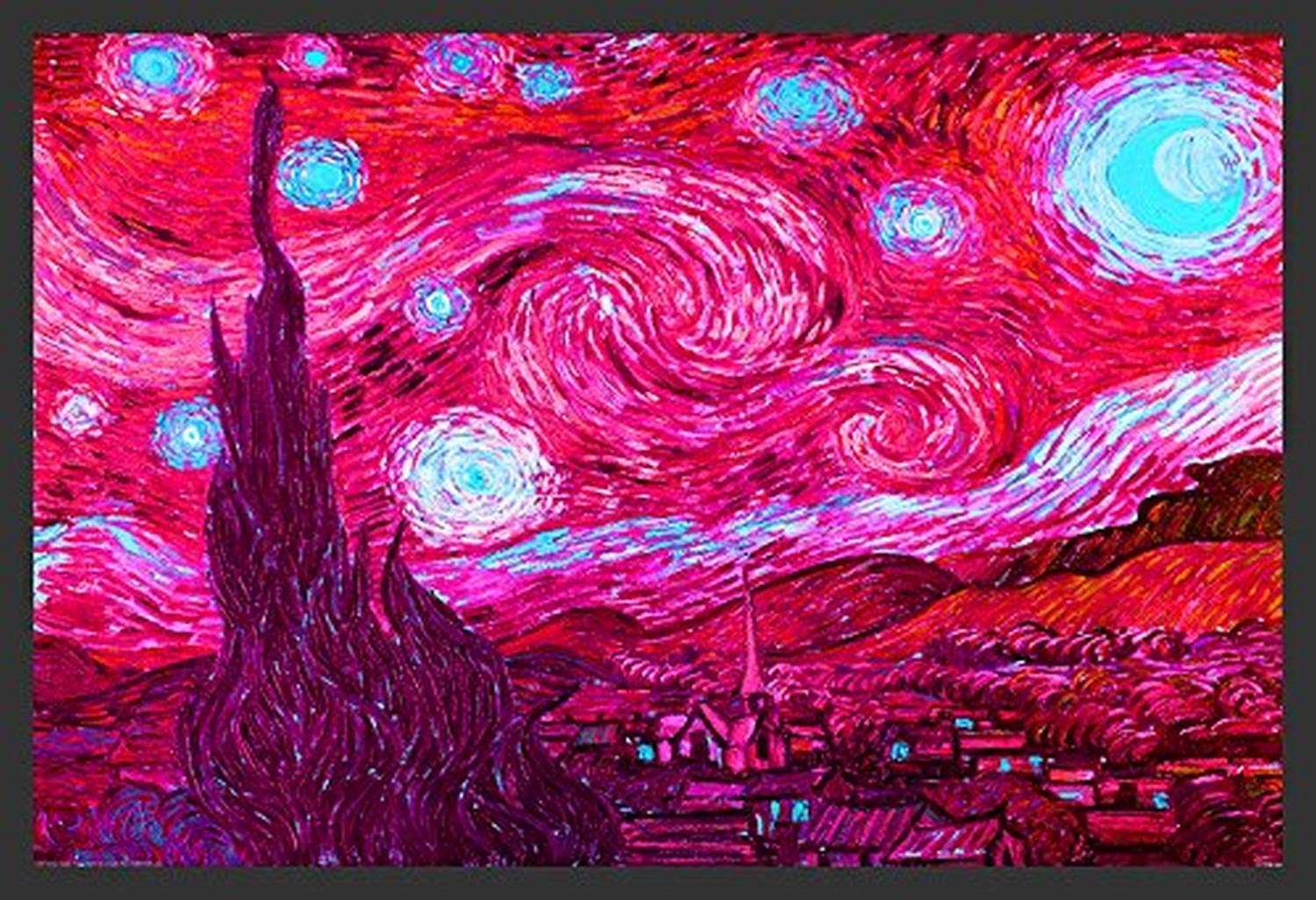Amazon.com: Framed Starry Night Cotton Candy Pink Imitation by