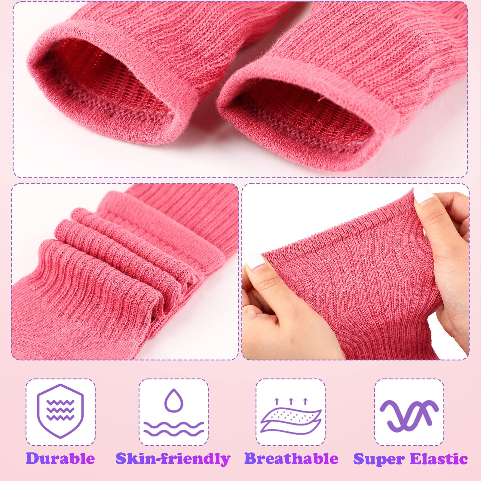 Geyoga 16 pares de calcetines largos de algodón para niñas, color sólido, bonitos calcetines para niños