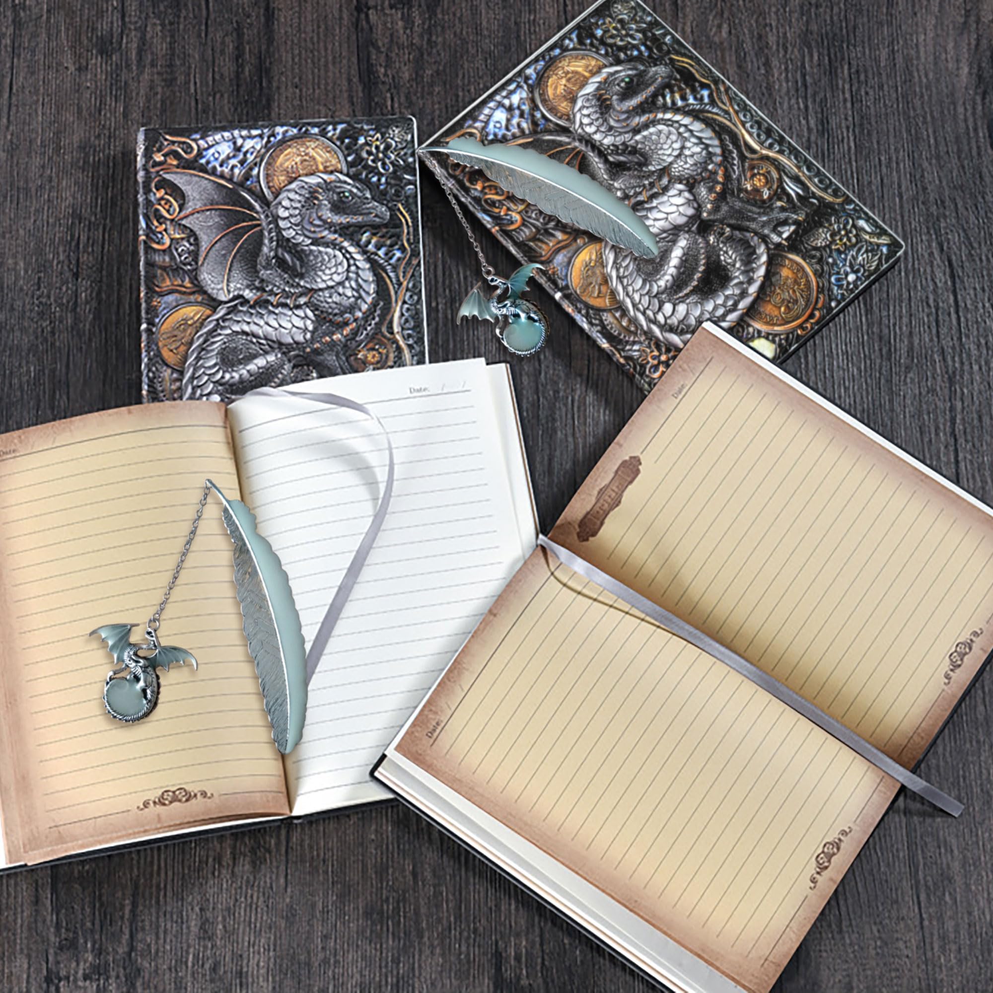 Diario DnD | Cuaderno D&D Con Tapa Dura En Relieve De Dragón 3D | Diario De Personajes DnD Y Rastreador De Campañas | Más De 150 Calcomanías DnD Incluidas | Hojas De