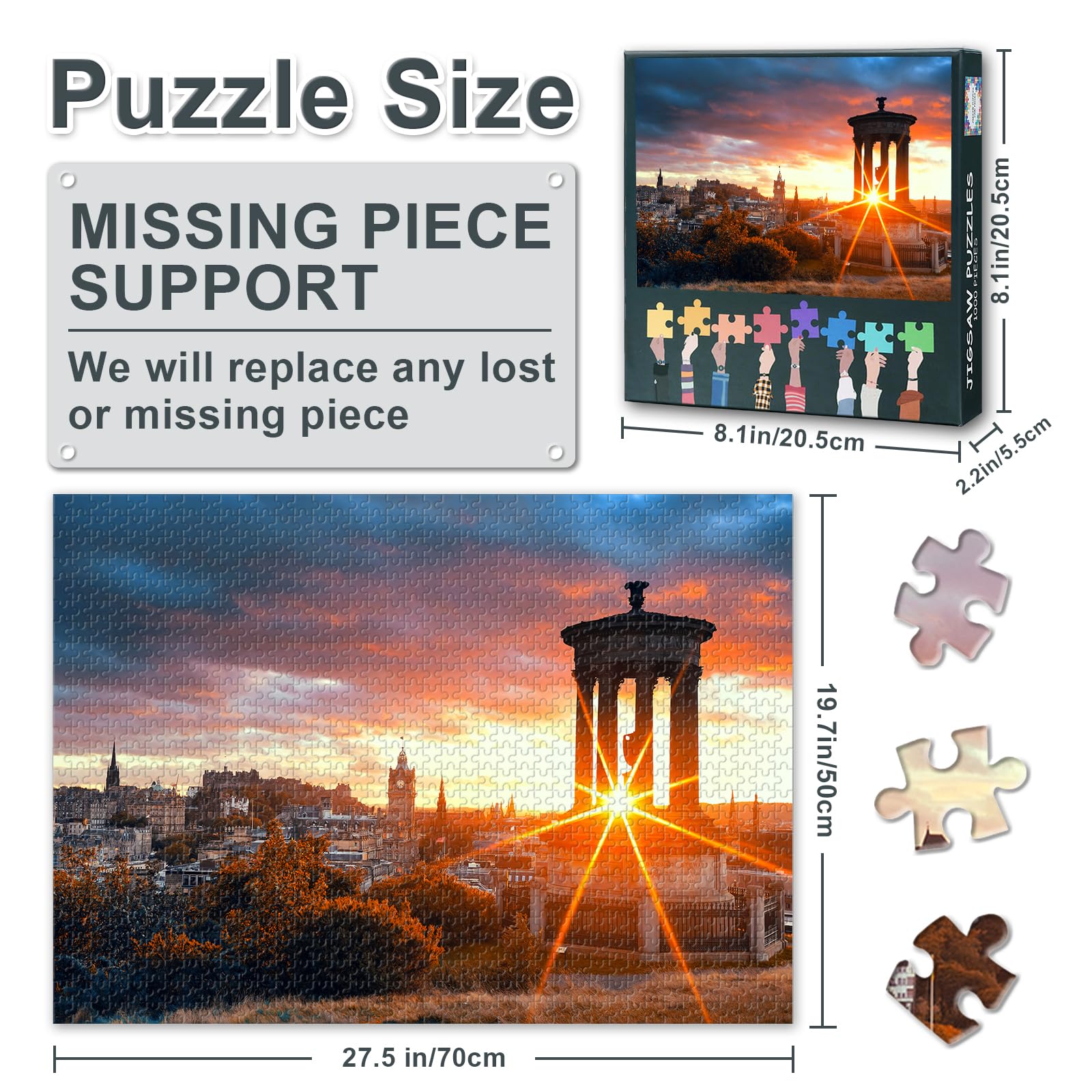 Collectible Jigsaw Puzzles, Edinburgh City Sunset viewed from Calton Hill Skyline Cityscape - Image 3