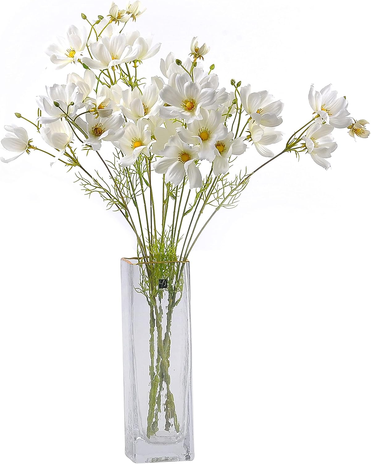 Artificial Wild Flower Cosmos 12pcs Long Stem Coreopsis for Wedding Bridal DIY Bouquet Home Décor Centerpieces(White)