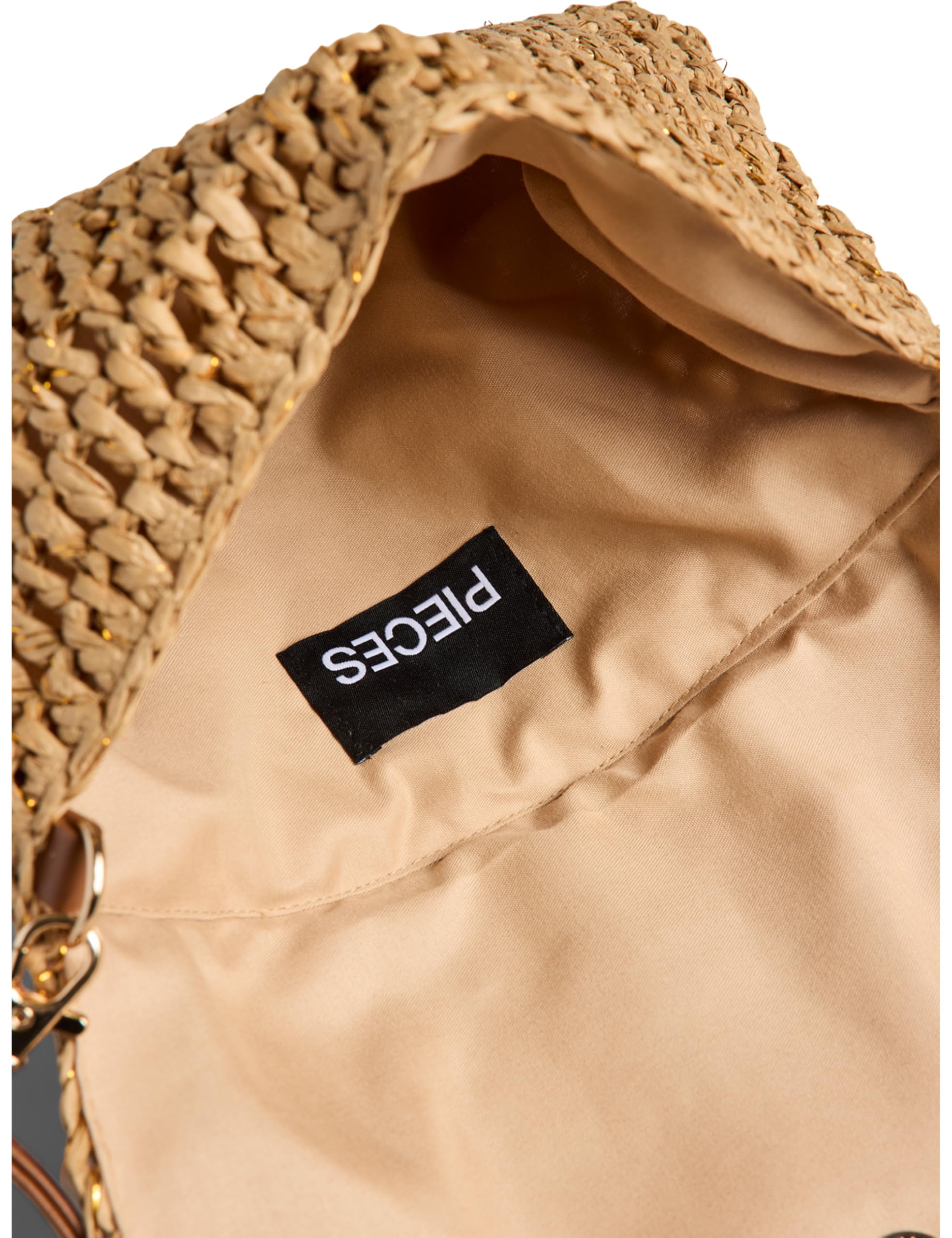 PIECES Pcbarbera Top Noos en Dentelle, Sac Femme, Nature/détail : Lurex doré, L