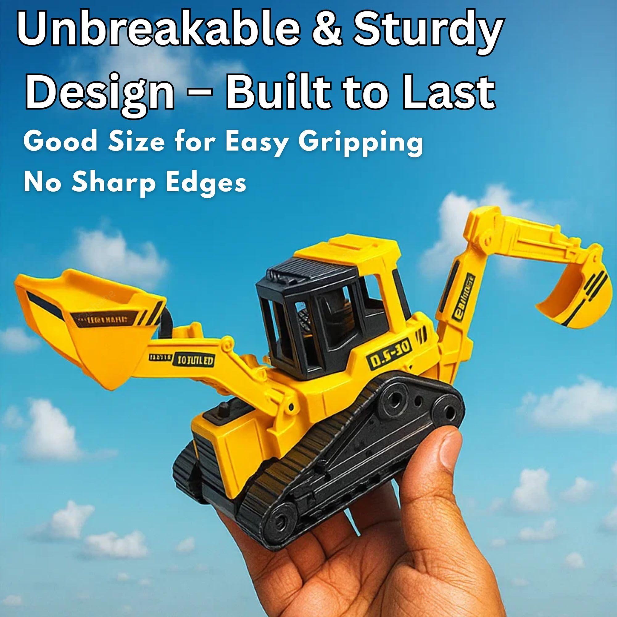 GRAPHENE 2in1 Construction Toy Bulldozer Excavator Engineer JCB Truck Movable Joints No Battery Needed Friction Power Vehicle for 1-5 Years Kids Boy Girl Toddlers 3