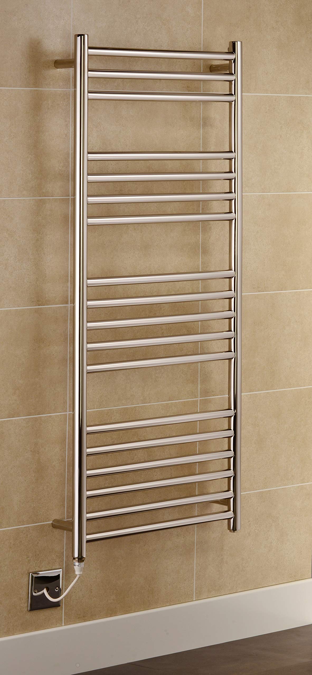 Manissa Mirror Polished Stainless Steel Electric Boston Stainless Steel Towel Rail 500Mm W X 1200Mm Bathroom Towel Radiator Warmer