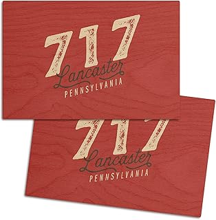 Lancaster, Pennsylvania, Area Code (4x6 Birch Wood Postcards, 2-Pack Stationary, Rustic Home Wall Decor)