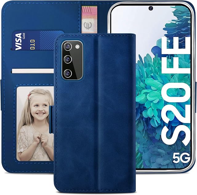 YATWIN Samsung Galaxy S20 FE Case, Samsung S20 FE Flip Wallet Leather Case with Card Slot and Shockproof Function Kickstand Phone Cases Cover for Samsung S20 FE - Blue