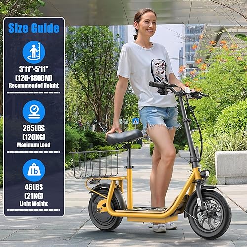 Miniatura 30 de Caroma Electric Scooter with Seat, Max 30 Miles Range&20MPH Speed, Peak 800/1200W Motor, Foldable Electric Scooter for Adults and Teens, Commuter E
