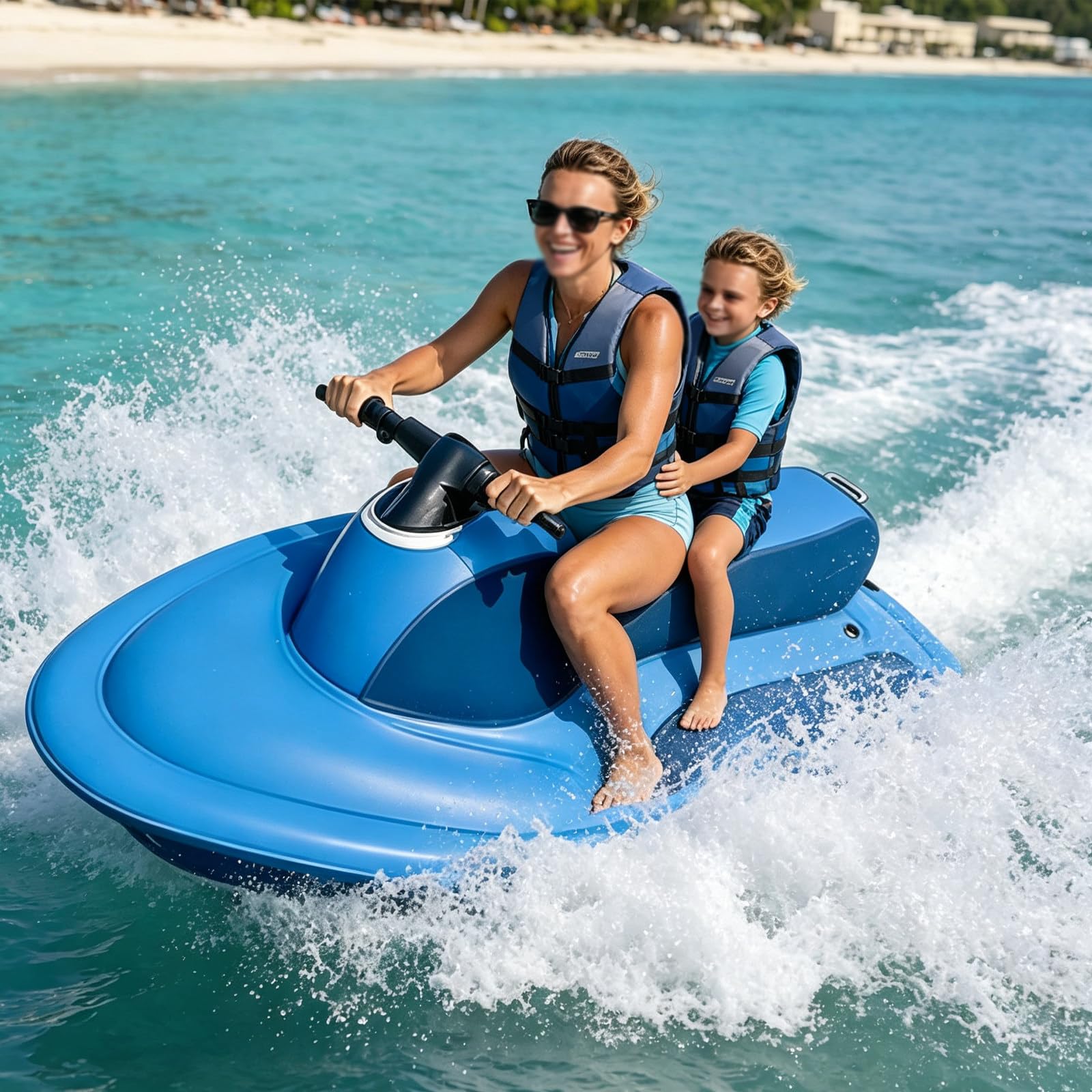 Atwynd Motorized Inflatable Watercraft for Water Sports, 1-2 Persons Water Propulsion Jet Ski, Foldable Seated Floating Pool Motorboat, 10000/16000mah Battery, Upgraded Dual-Fin Design 500W10A