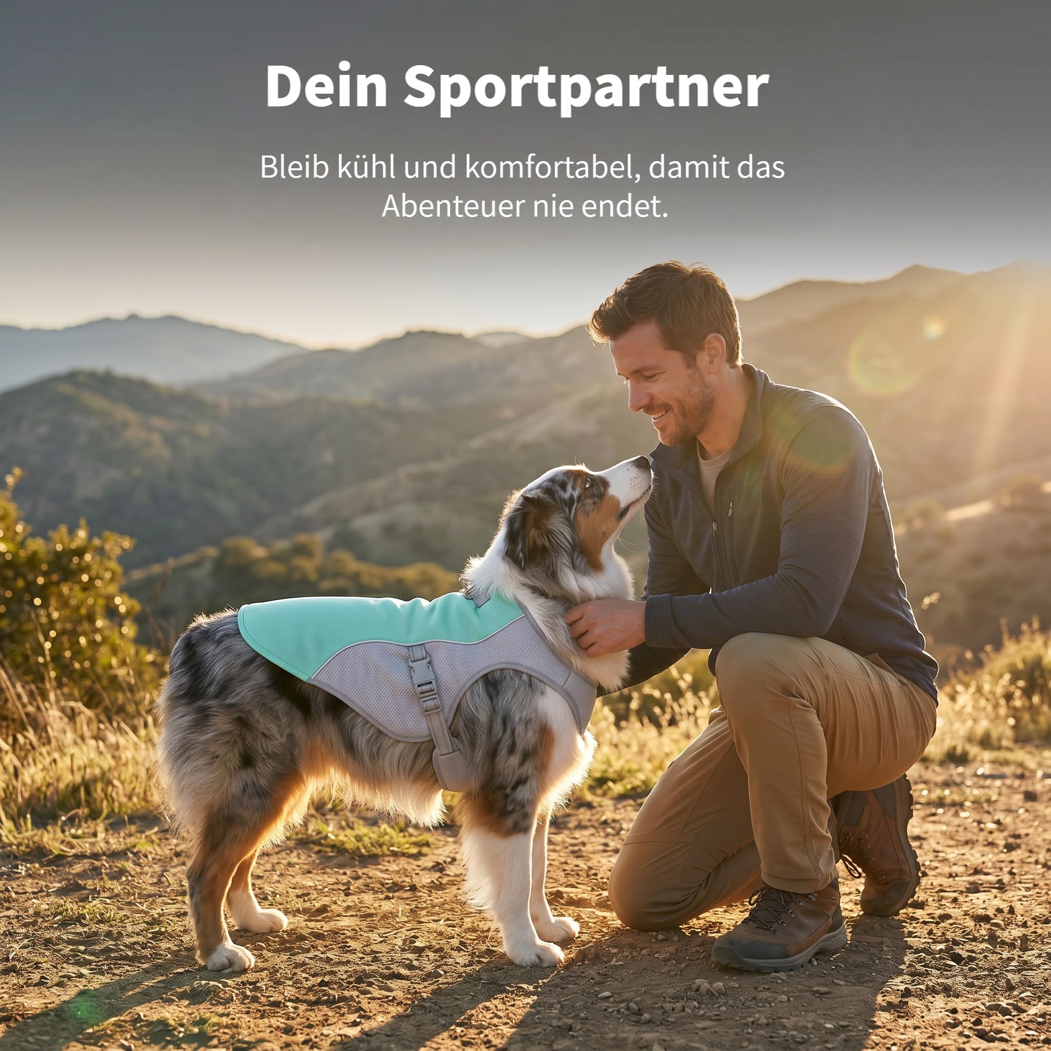 Hund Kühlweste, Kühlweste für Große Hunde, Sonnenschutz Hund Kühlmantel, Atmungsaktiv und UV-Schutz, mit Leinenring, für Outdoor Aktivitäte, Blau (2XL)