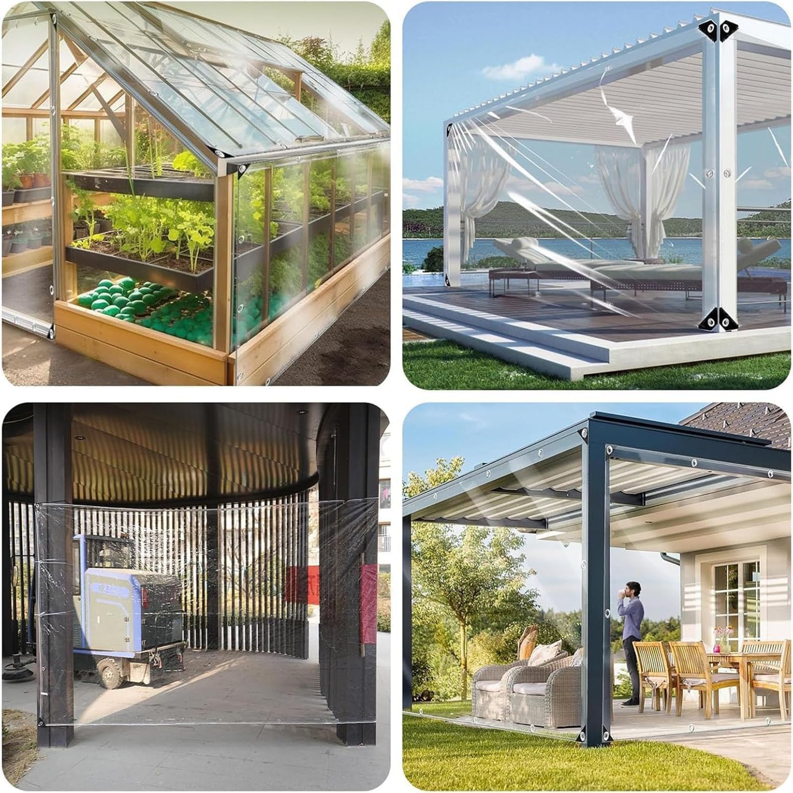 Bache Transparente Exterieur Bache Piscine 3x2 Protection Plantes | 270g/m² Bâche Avec œillets résistante à l'hiver IndéChirable Balcon Mobilier De Jardin,Pare-Vent, Extérieur(6x7m)