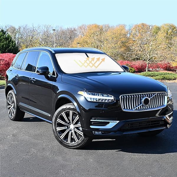 SLOGENTO for XC90 Sunshade Windshield Sun Shade for 2016-2024 2025 2026 Volvo XC90 Accessories Windshield Cover Reflective Heat Sun UV Protector 2-Layers Window Shields for Front Windscreen Block UV