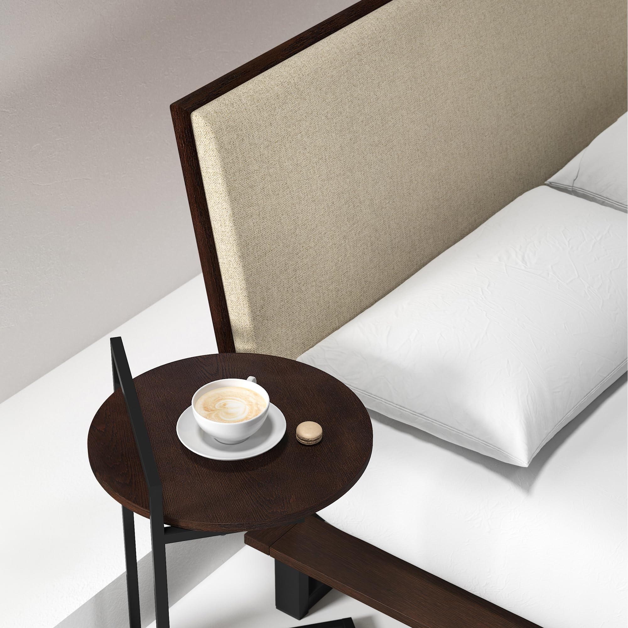 Zinus Ongii Tavolino rotondo, 42 x 40 x 62 cm, Struttura in metallo nero, Tavolino/comodino/tavolo da letto per soggiorno/camera da letto - Marrone