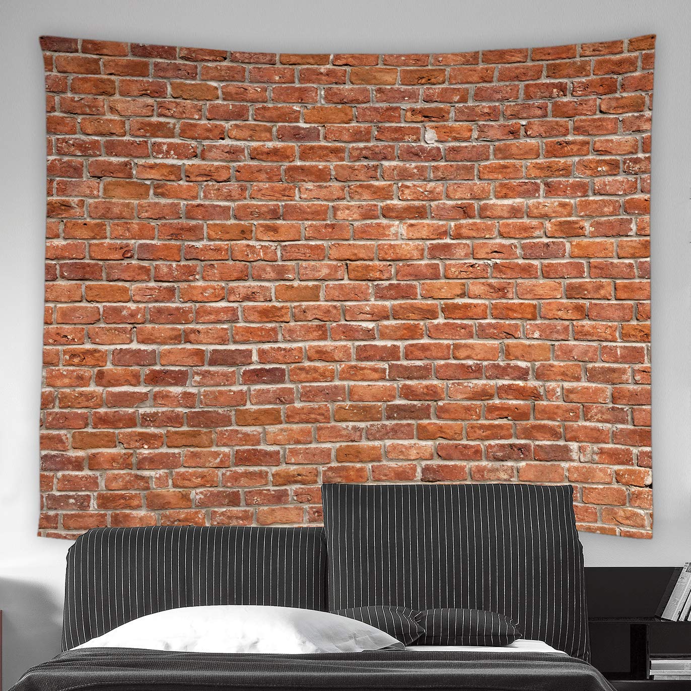 AMFD Brick Wall Tapestry Modern City Building Farmhouse Vintage Wall Hanging Decoration Living Room Bedroom Dorm Fabric Decor 90x71 inch