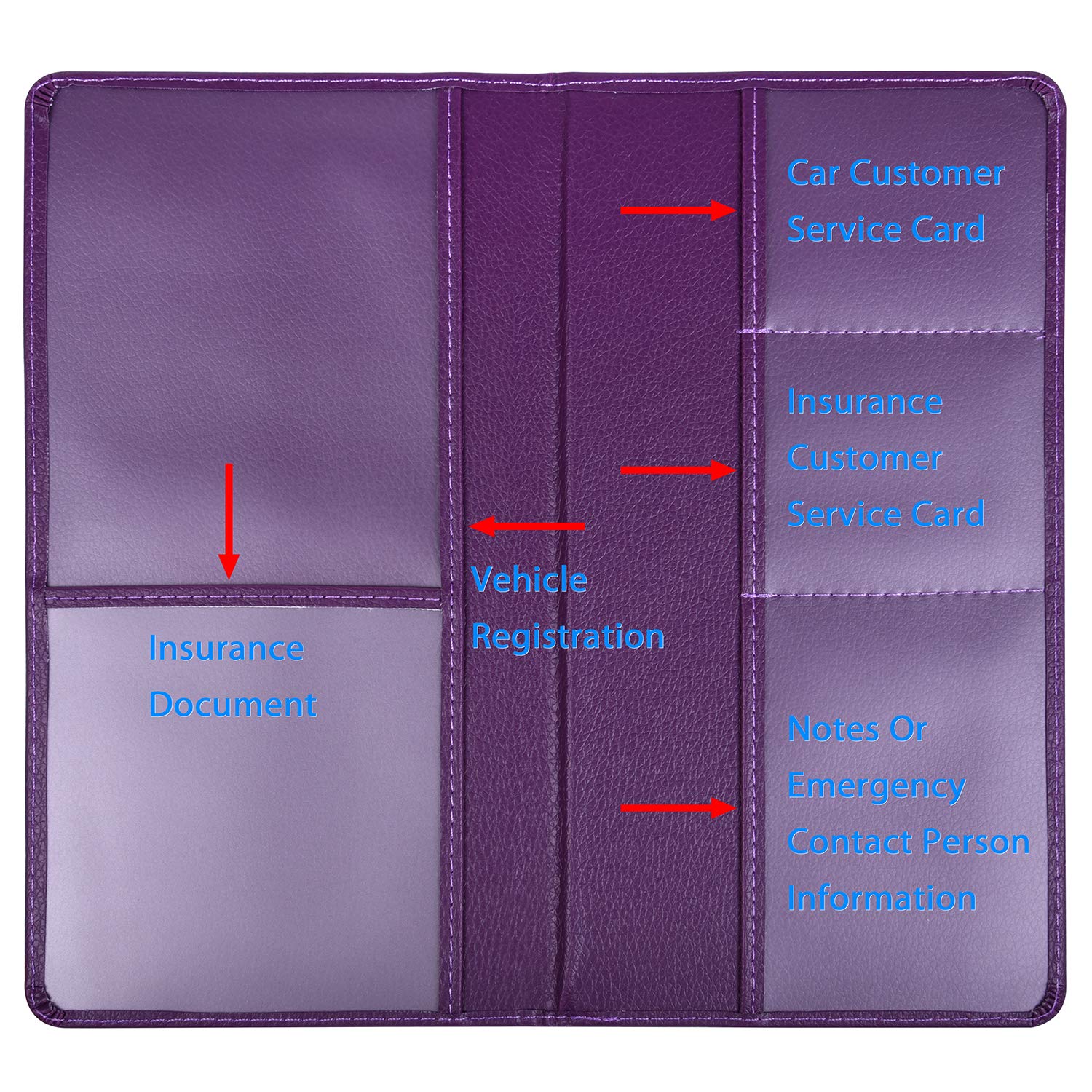 Wisdompro Porta patente di guida per documenti e documenti di assicurazione per auto, in pelle sintetica di alta qualità, organizer per documenti e carte del veicolo, rosa acceso chiaro