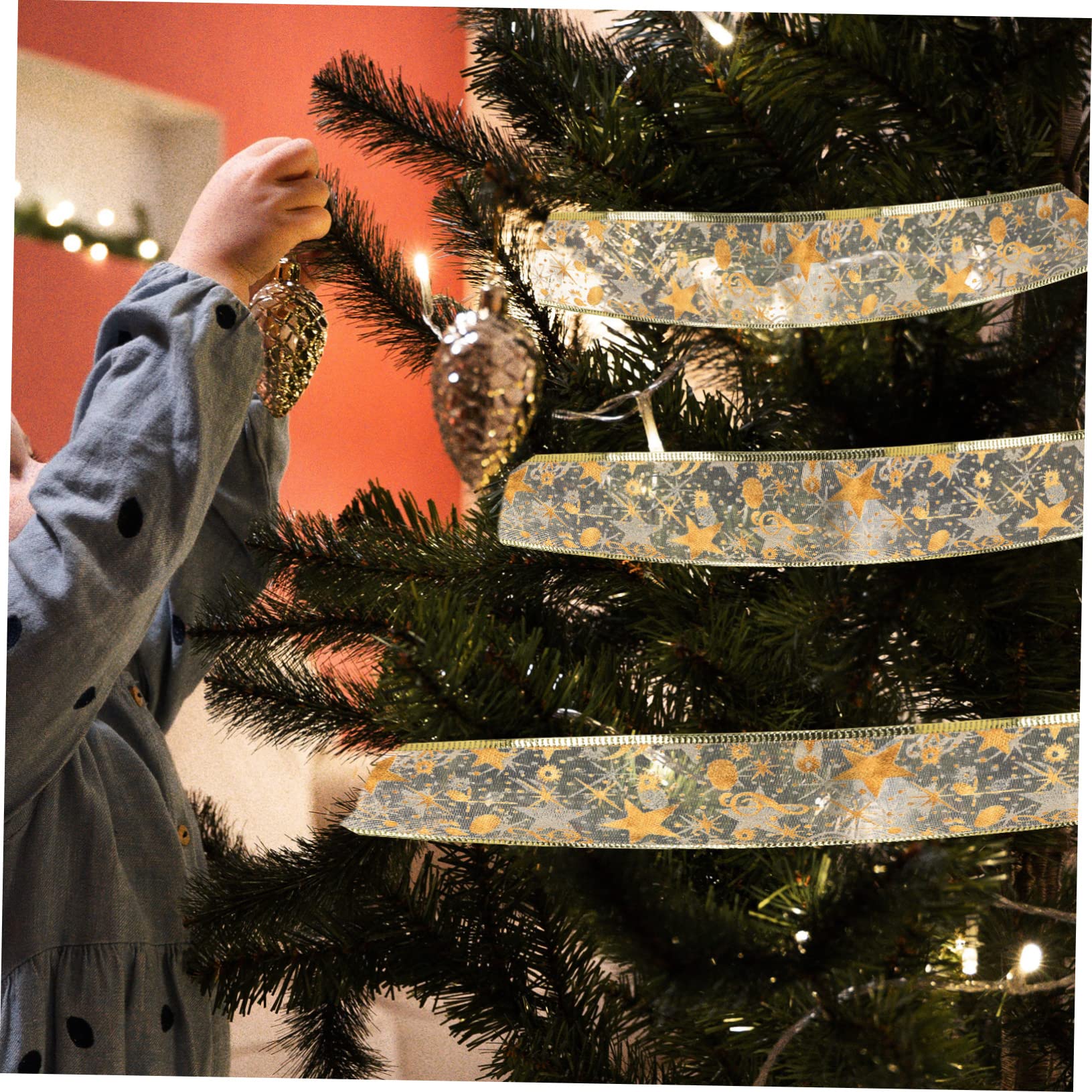NUOBESTY 4rollen Weihnachtliches Dekoband Doppellagiges Satinband Für Weihnachtsbaum -deko Vielseitig Einsetzbar Für Festliche Anlässe Und Kreative Bastelideen