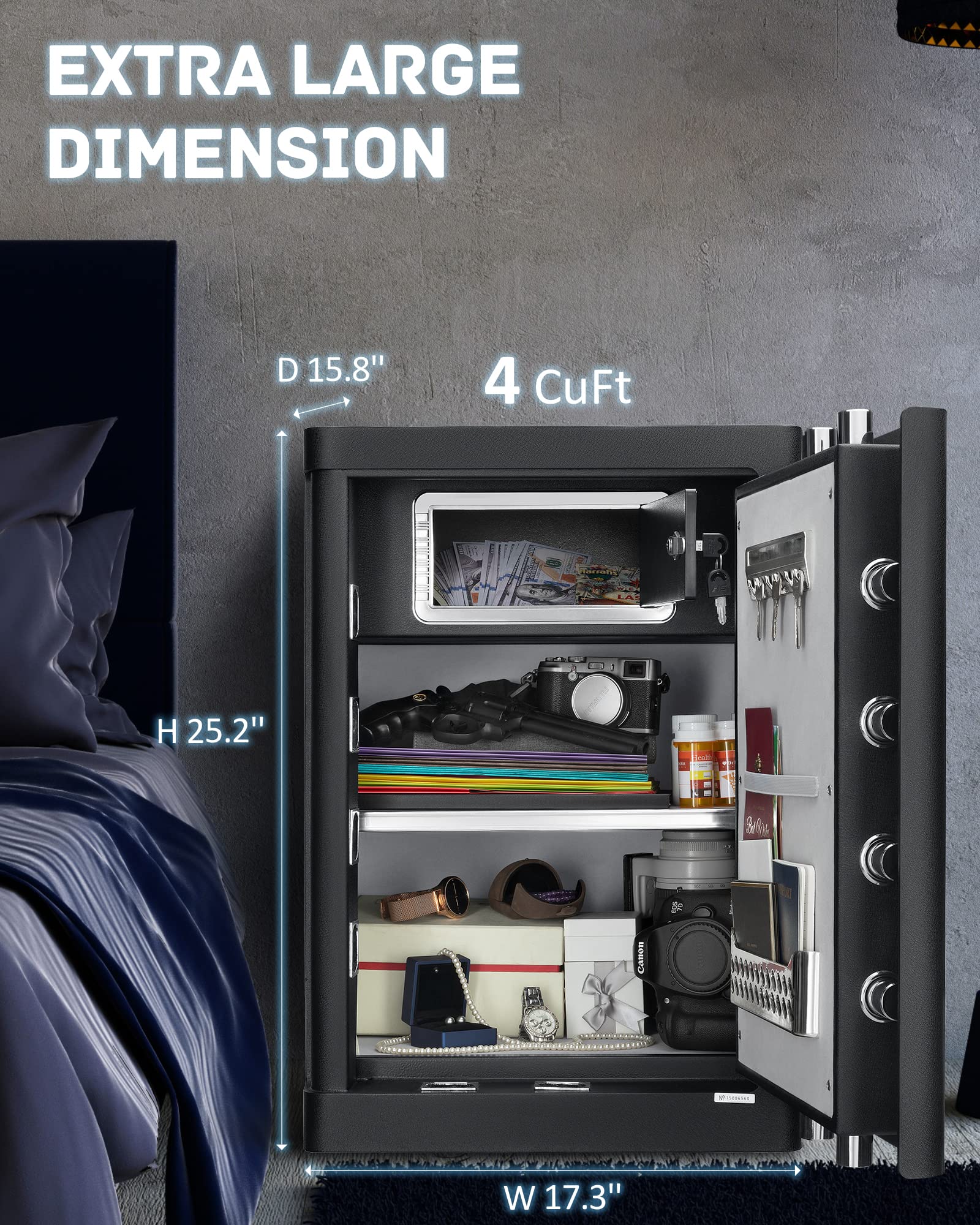 Buy JINXNOBI Large Biometric Safes for Home 4 Cubic Feet Security