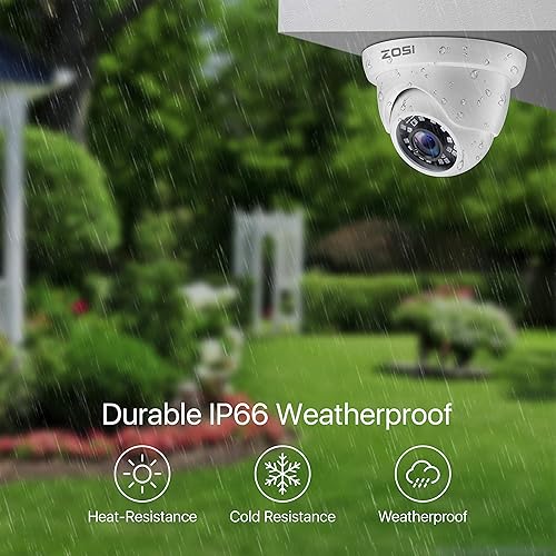 Miniatura 6 de ZOSI 5MP Lite H.265+ Sistema de cámara de seguridad para el hogar, grabadora CCTV DVR de 8 canales con disco duro de 2 TB y 8 cámaras domo de