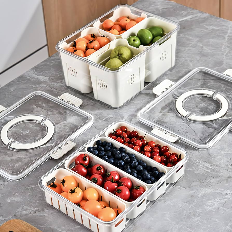 TOKLYUIE Snackle Box Container Divided Serving Tray With Lid Charcuterie 8 Compartments Divided