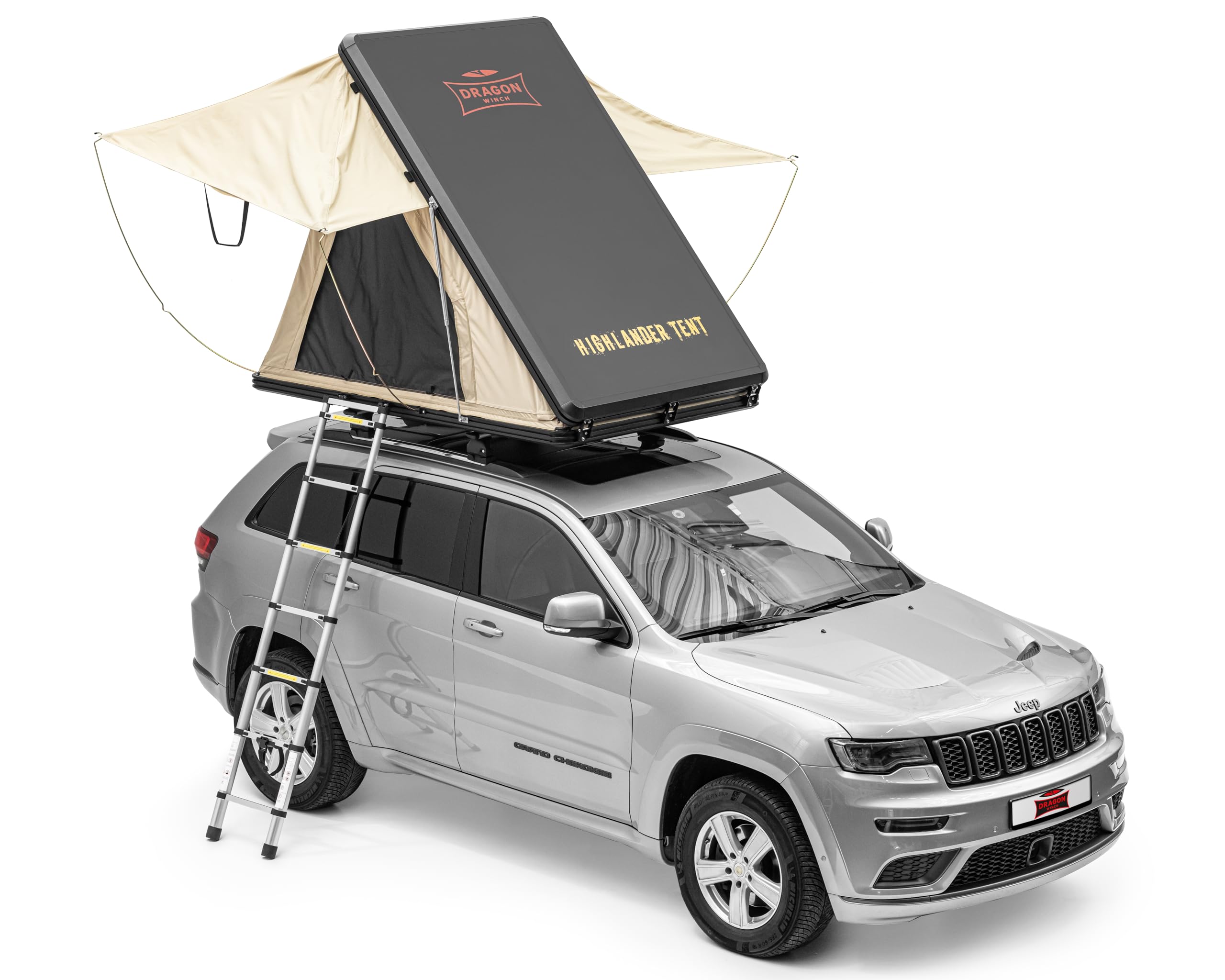 Dragon Winch - Dachzelt Auto 2 Personen inklusive Matratze, Teleskopleiter,  Zubehrtaschen und Moskitonetze, Aluminium-Hartschale, Komfortables und  mobiles Camping Zelt + LED | Wasserdicht | Type A : Amazon.de: Sport &  Freizeit