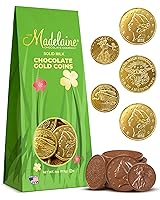 Vista 1 de Madelaine Monedas de chocolate dorado – Rellenos de cesta de caramelos envueltos individualmente – Tamaños surtidos 4 Oz Monedas de chocolate dorado