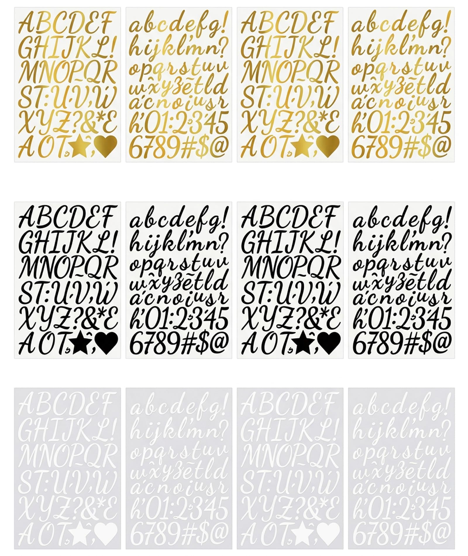12PCS Alphabet Sticker, Multipurpose Letter Number Stickers, Self Adhesive Vinyl Decals, Waterproof Durable Material, Versatile Application for Various Surfaces, 12 Sheets Pack with Assorted Designs-image-25