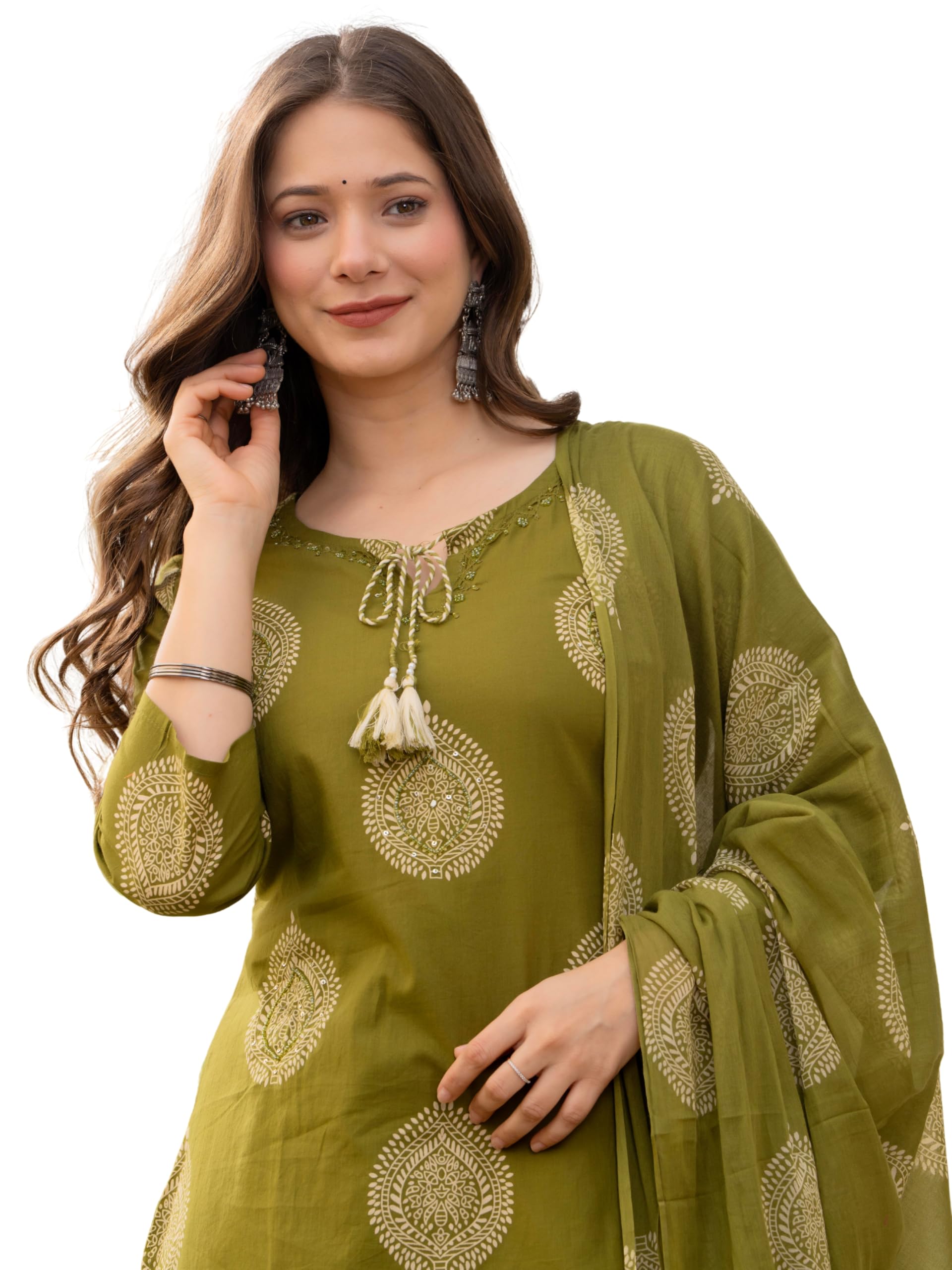 rytras Women Woman Pure Cotton Straight Kurta Sets with Palazzos Pants & Dupatta|Kurti Set for Woman|Suit Set for Women Cotton