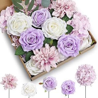 Artificial Flowers Combo Set for DIY, Violet Purple