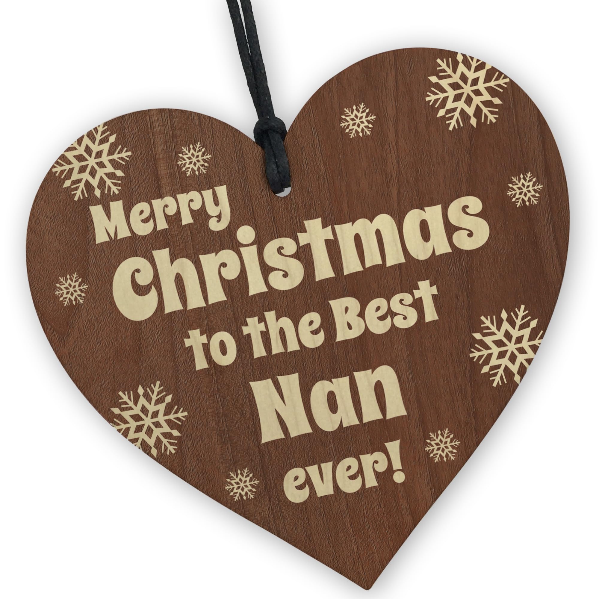 Red Ocean Nan From Granddaughter Grandson, Wooden Hanging Christmas Heart Decoration, Grandparent Gifts From Grandchildren