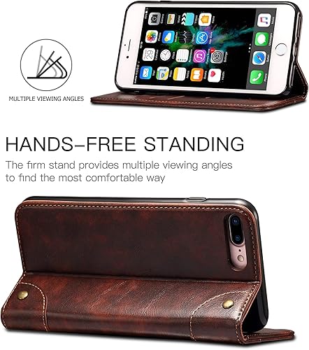 Miniatura 3 de Sinianl Funda de cuero tipo cartera con tapa de material TPU para iPhone Xs MaxXRXSX88 Plus77 Plus66 Plus, Marrón