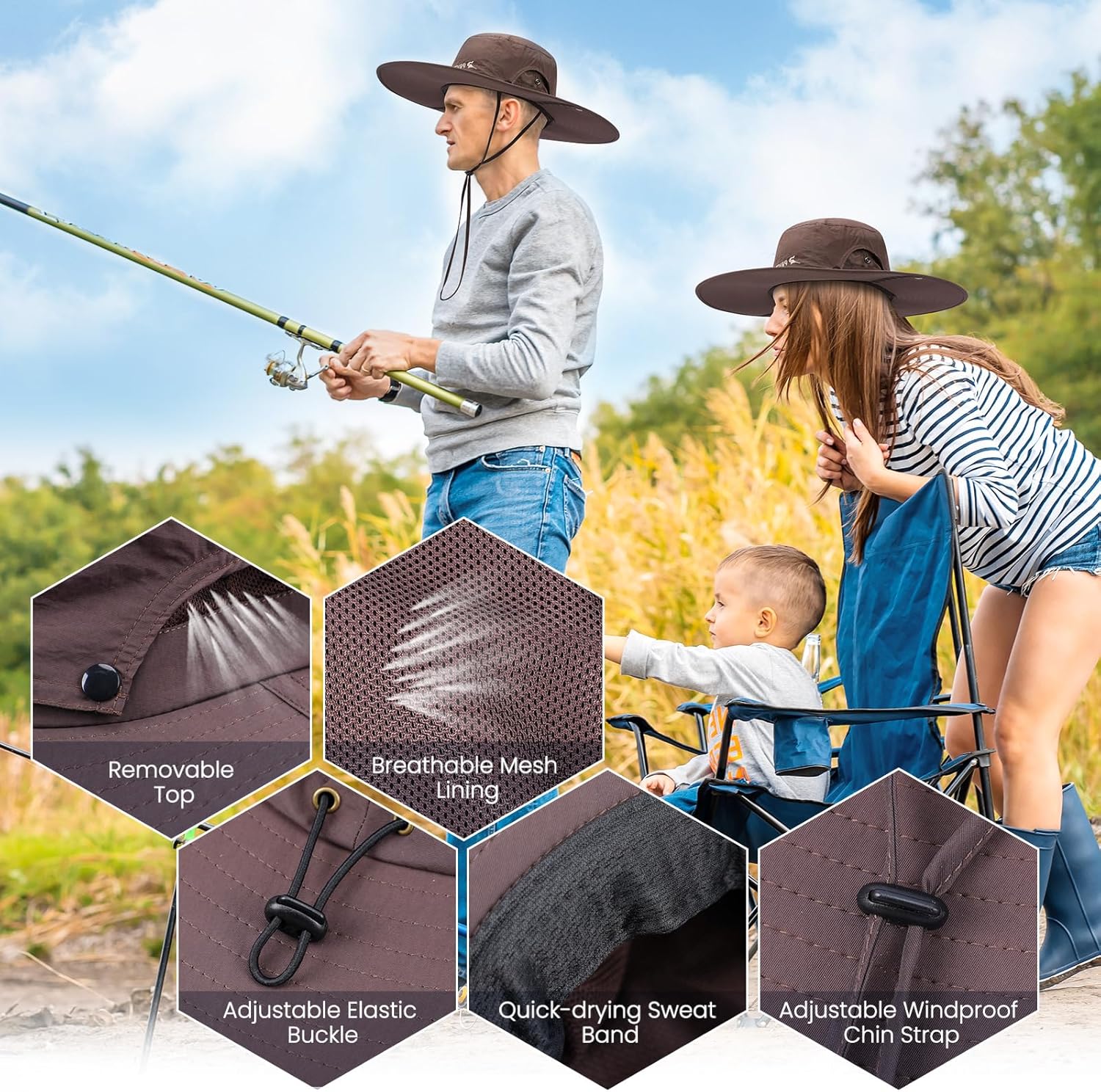 Pristis Outdoor fishing sunscreen practical fishing gear set, UPF 50+ Fishing Gloves (L-XL) & Waterproof Sun Hat (X-Large) & fish gripper, Amazing Fishing Gear Lures Kit Set Combination