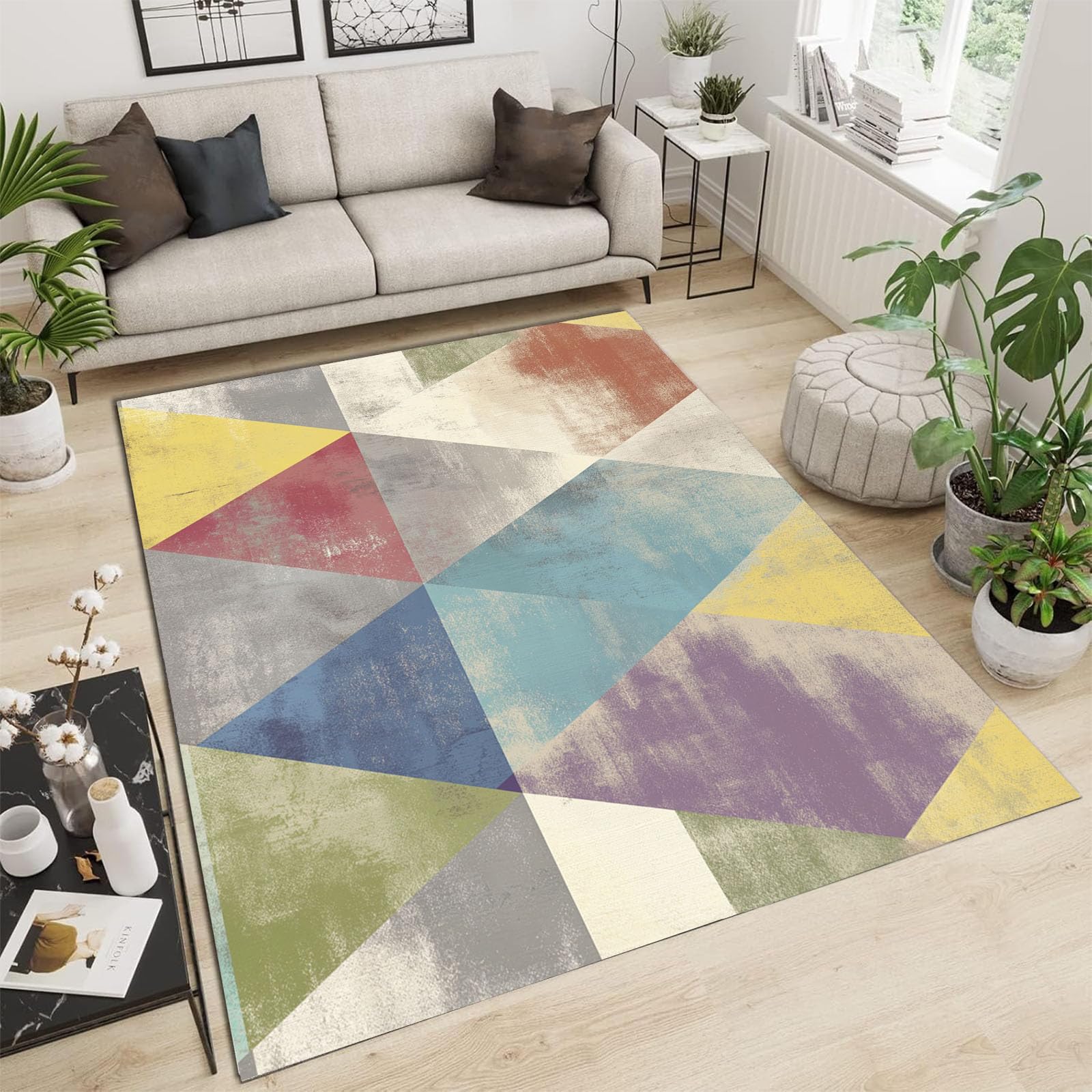 Moquette design triangulaire pour salon et salle à manger chaleureuse