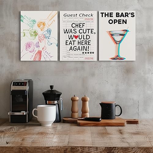 Miniatura 5 de Accesorios para carrito de bar, lienzo de cocina, letrero retro de decoración de pared de cóctel, carteles modernos para estética de habitación,