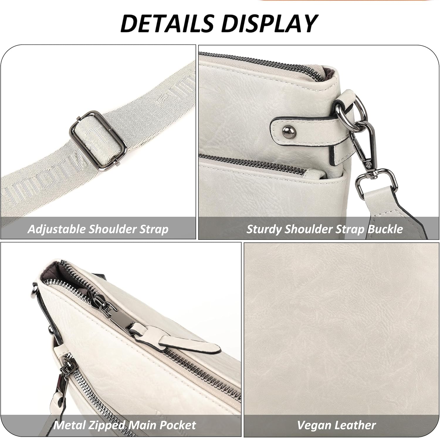 TANTOMI Crossbody Bags for Women, Vegan Leather Hobo Purse for Travel, Shoulder Handbags with Adjustable Wide Strap