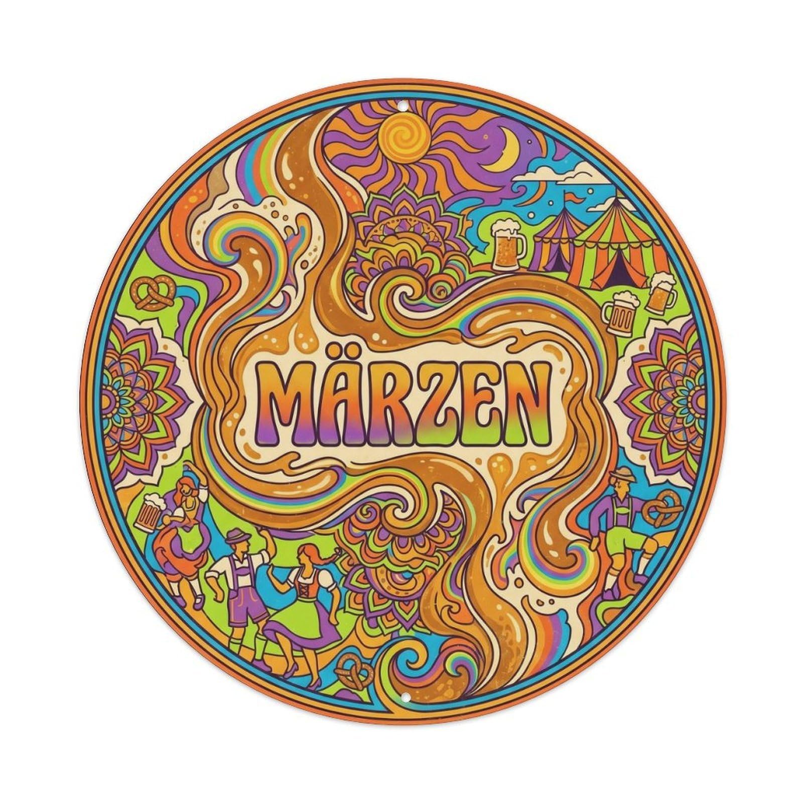 Rustic Bavarian Marzen Amber Lager Hops Malt Craft Brew Metal Tin Sign