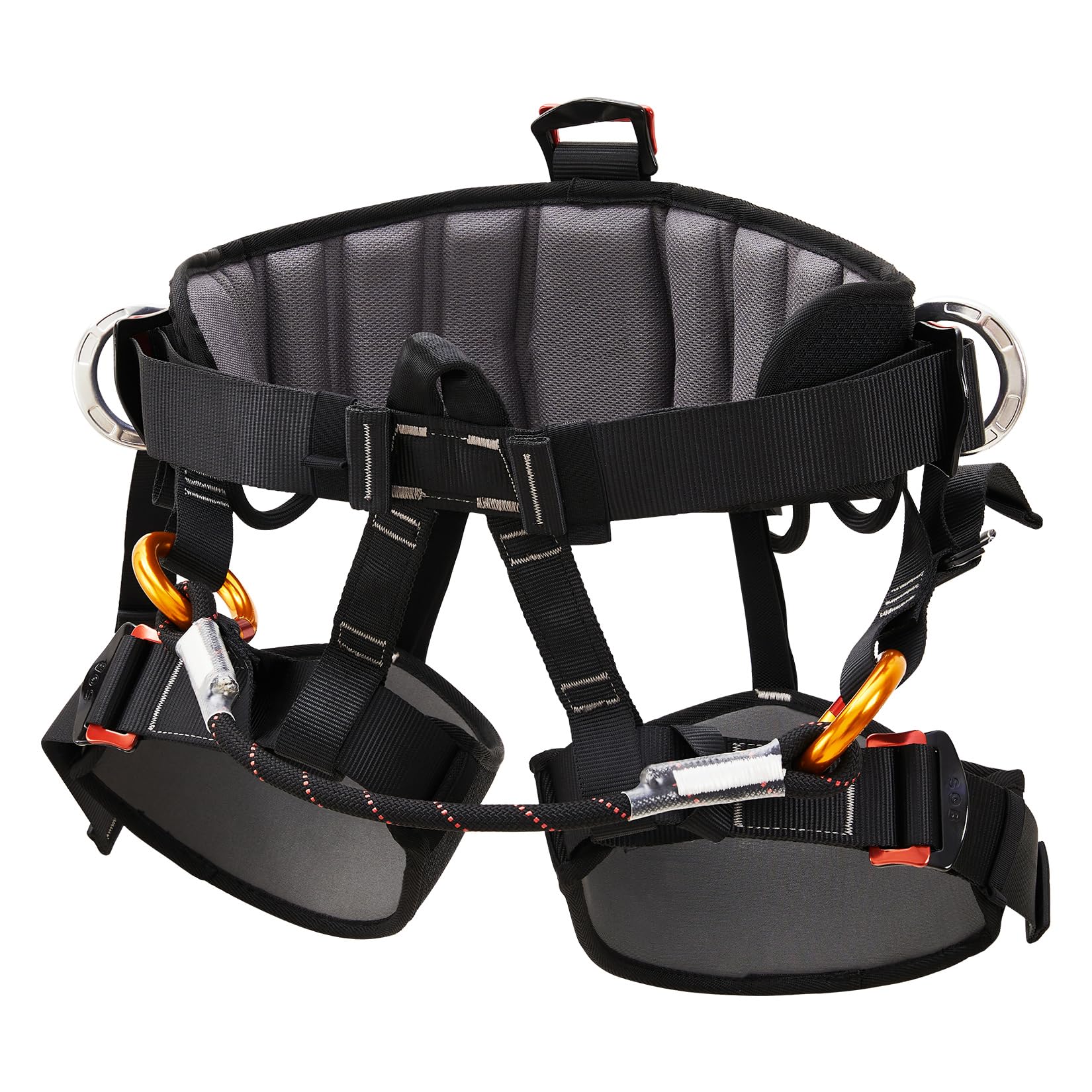 SOB Arnés de Escalada Ajustable Reforzado Profesional, Cinturón de Seguridad de Media Cuerpo para Escalada de Árboles, Rescate de Incendios, Espeleología, Escalada en Roca y Rápel
