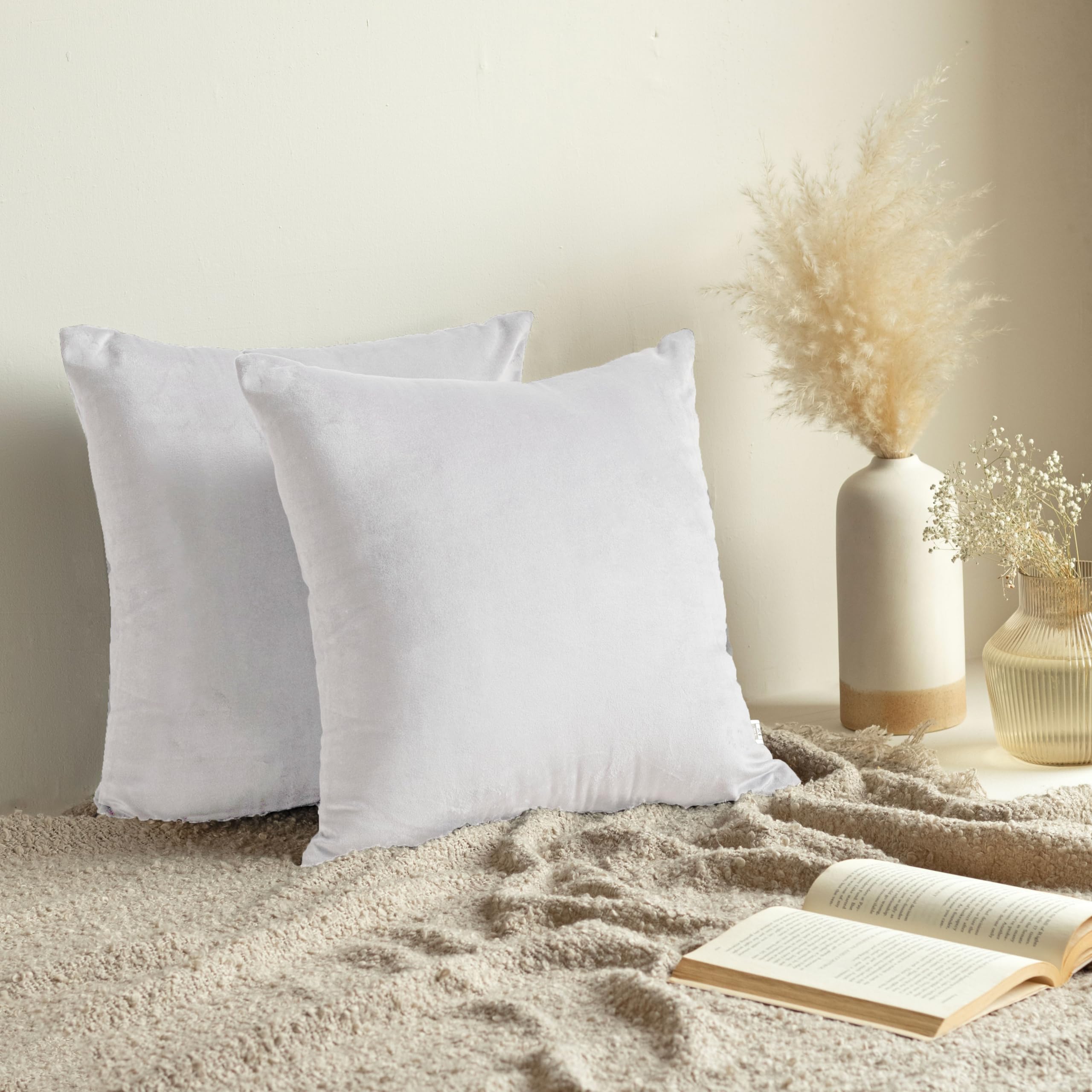 HOMEMONDE Silk Cushion Covers 20x20 Inch - Velvet Sofa Pillow Covers for Home Decor, Chair, Car, White, Set of 2 (B09PGD92BZ) Amazon Price History, Amazon Price Tracker