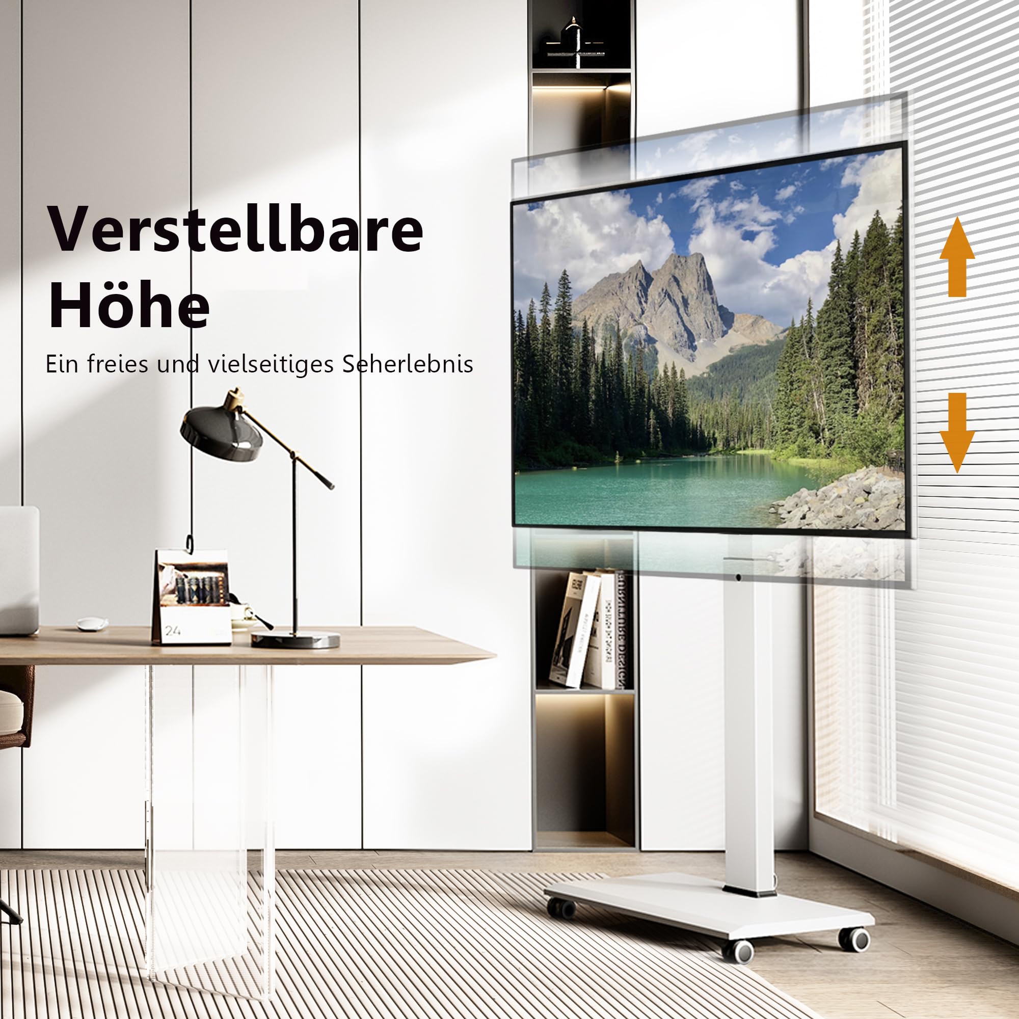 FITUEYES TV Ständer Rollbar TV Rollwagen für 32-75 Zoll Plasma/LCD/LED Fernseher-TV Bodenständer mit Rollen-Höhenverstellbar Schwenkbar bis zu 40kg VESA 600x400 mm