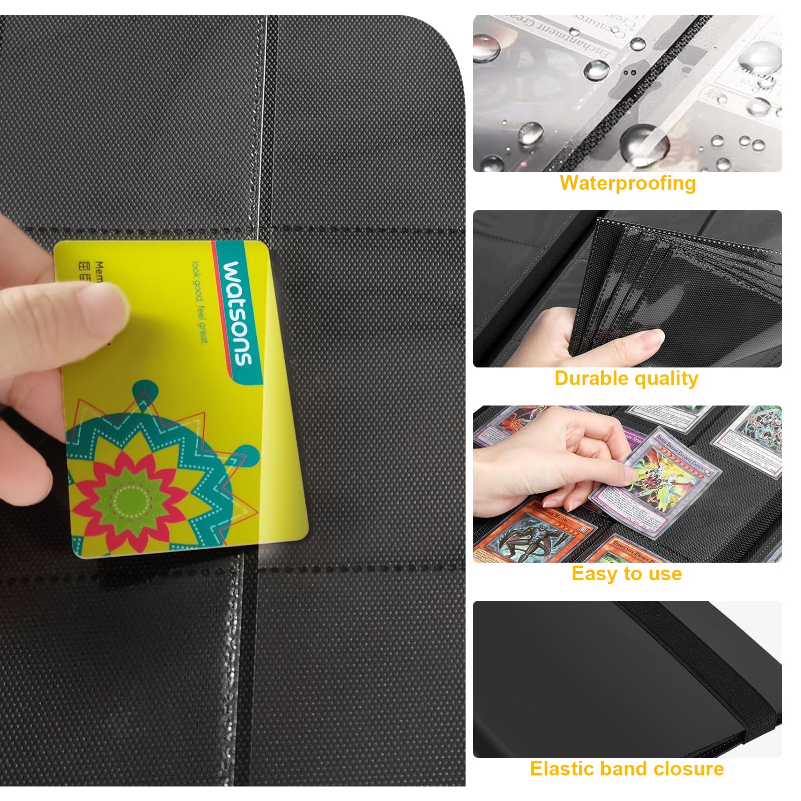 PUWOWYE Album Cartas, 360 Álbum de Cartas Coleccionables, Álbum Colección Tarjetas Impermeable, Album Cromos Negro — view 4