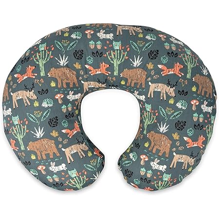 Boppy Nursing Pillow and Positioner—Original | Green Forest Animals | Breastfeeding, Bottle Feeding, Baby Support | With Removable Cotton Blend Cover | Awake-Time Support