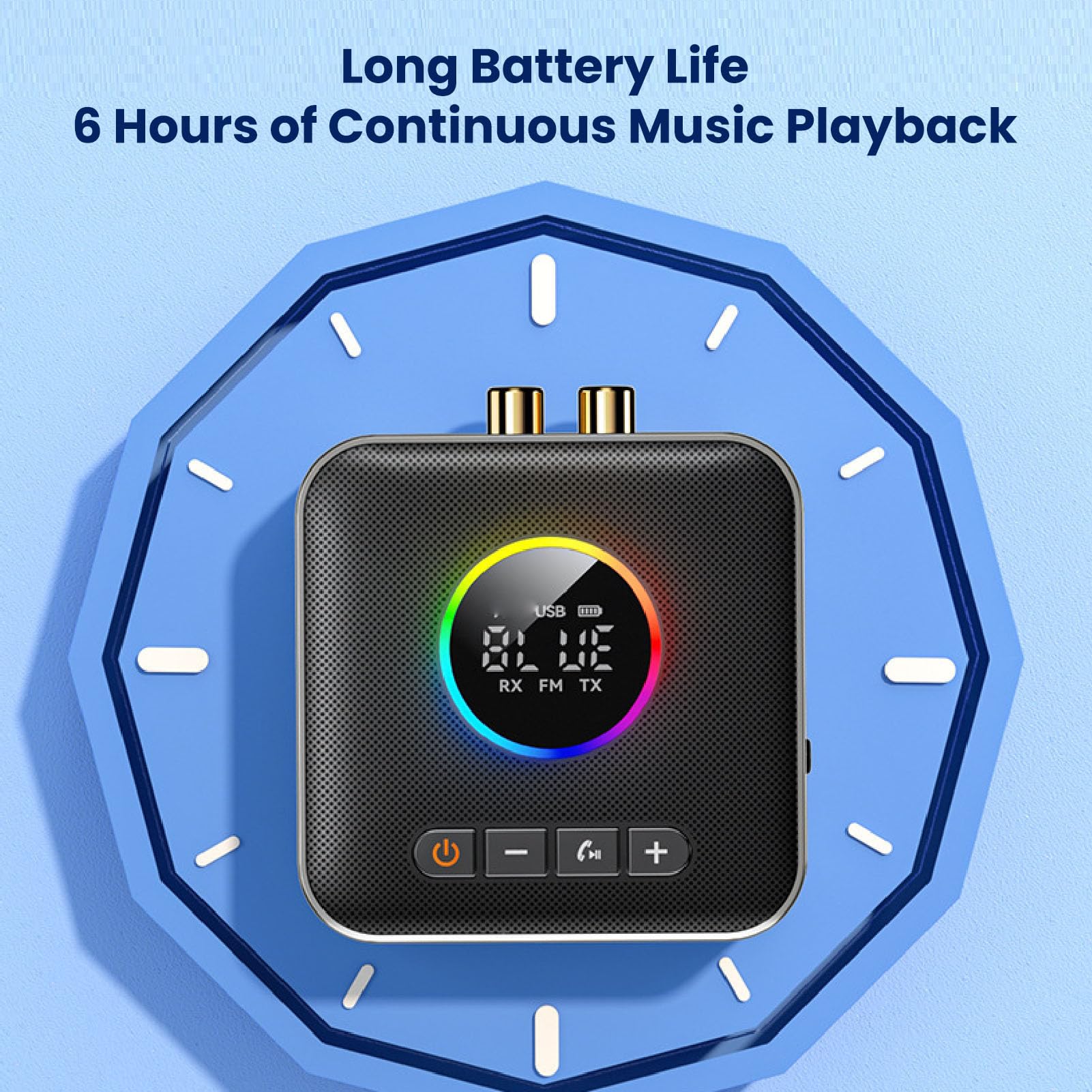 Émetteur-récepteur Bluetooth 6.0 pour TV, Adaptateur Audio sans Fil 3 en 1 avec émetteur FM, Affichage Numérique LED, AUX USB 3,5 Mm pour Stéréo Domestique, Lumière RVB